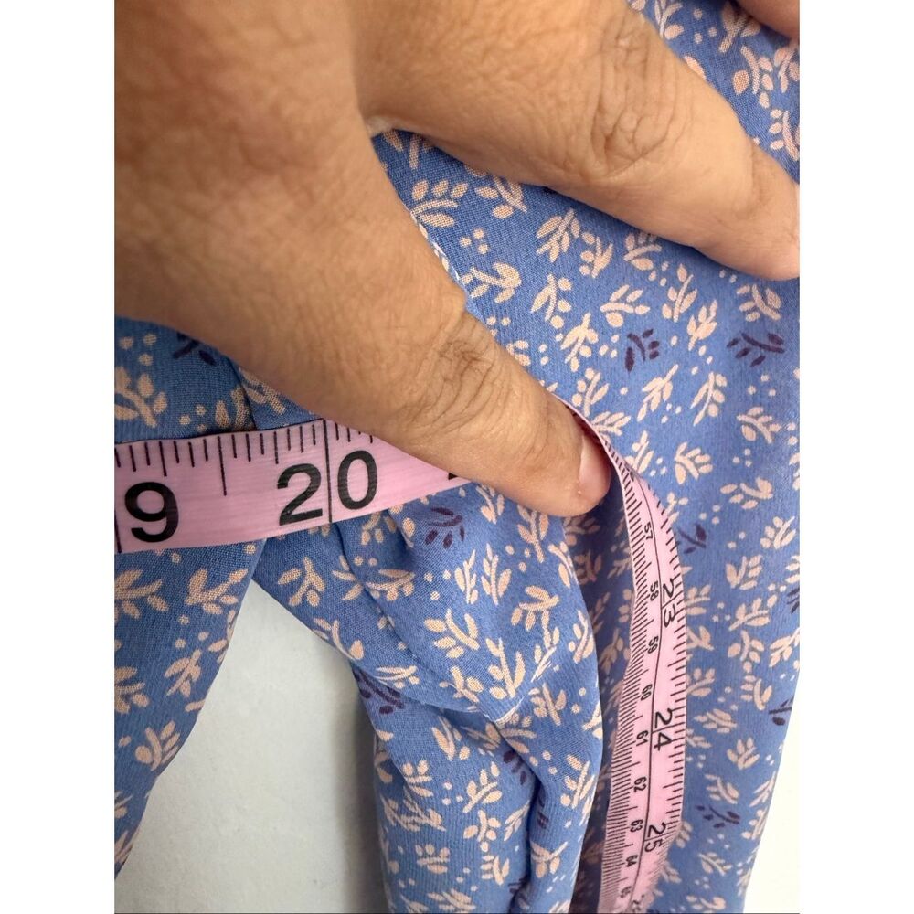 Vtg 70s 80s Prairie Midi Dress Pleated Sheer Floral Cottagecore Boho Ribbon Tie - Picture 8 of 9